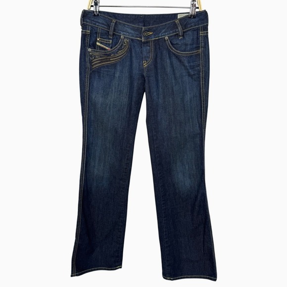 Vintage‎ Y2K Diesel Jeans Size 29 Blue Bootcut Low Rise Embroidered Pockets Edgy - Picture 1 of 15